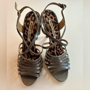 Manolo Blahnik Size 37 Gray Strappy Sandals